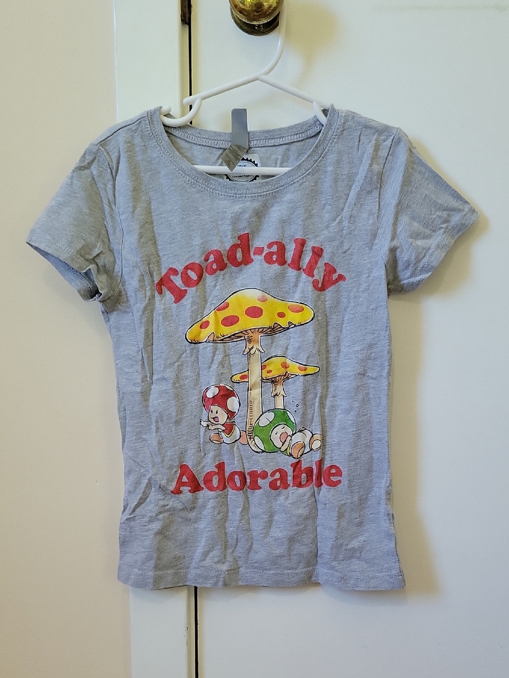 Nintendo Kids Gray Toad-ally Adorable Tee with Red and Yellow Print